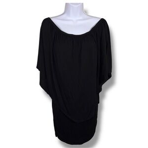 Medium Joyce Dress Black Stretch Shelf Style Scoop Neck Off Shoulder Womens